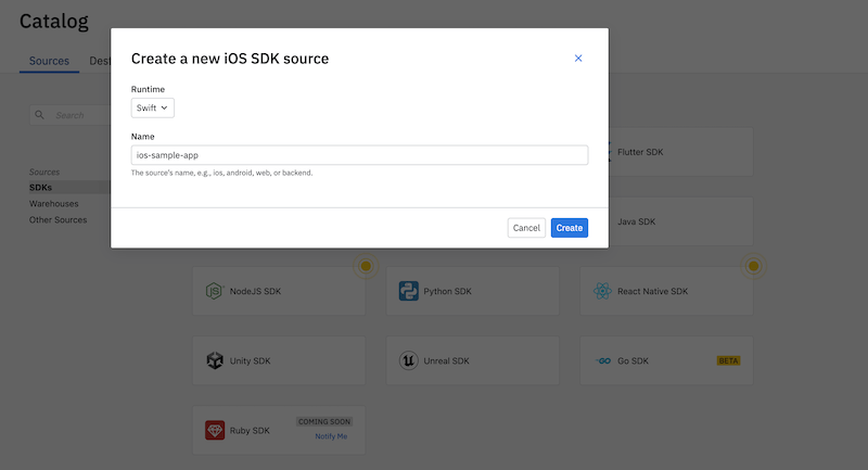 Creating a new iOS SDK source