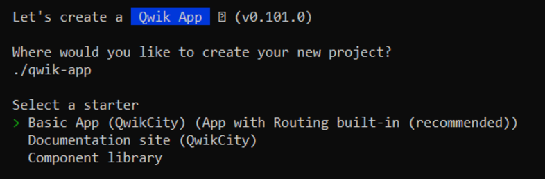 Creating Qwik App in Command Line