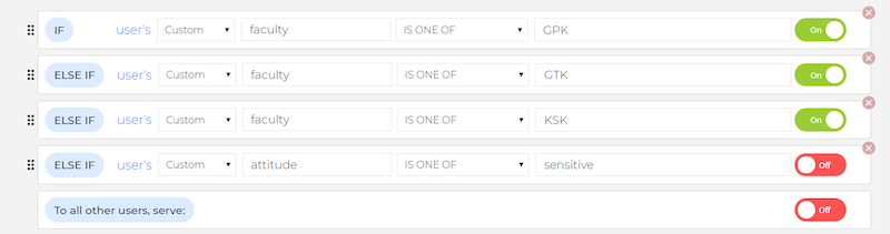 feature flags with conditions on or off