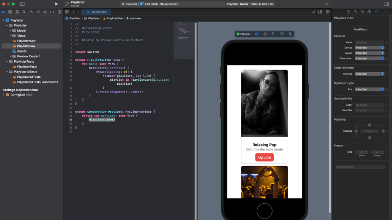 Screenshot of sample app