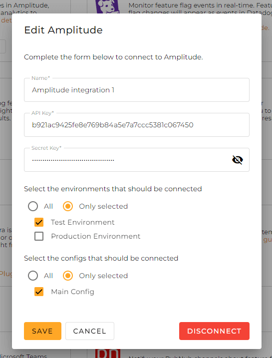 Multiple integrations dialog