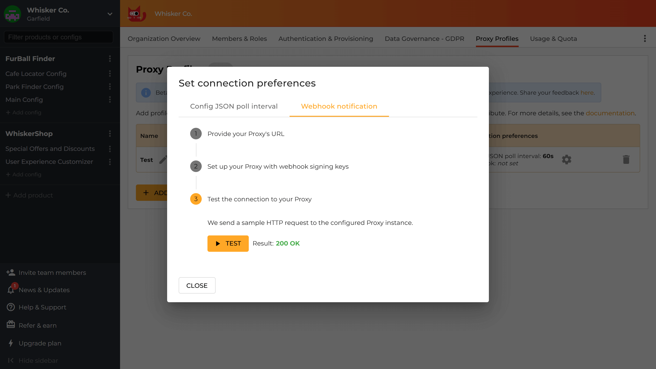 Test the webhook configuration