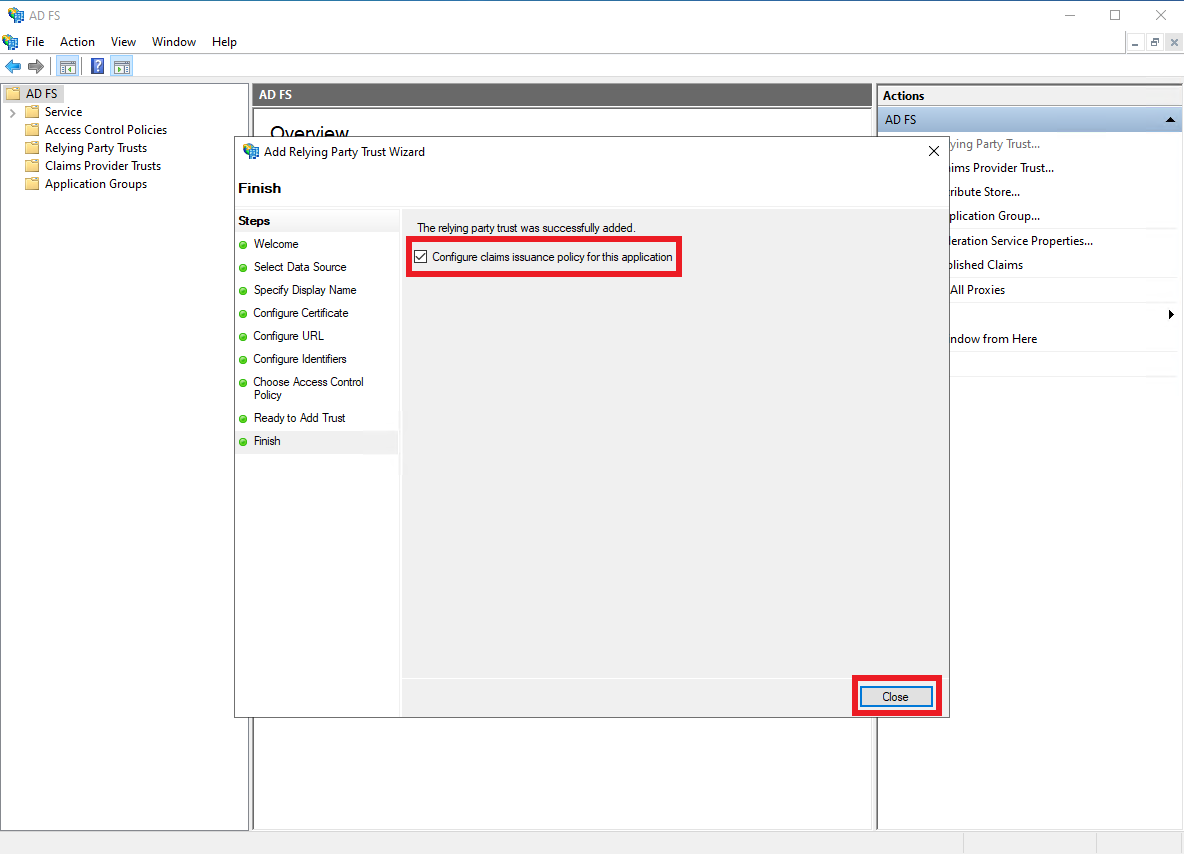 ADFS finish configuration