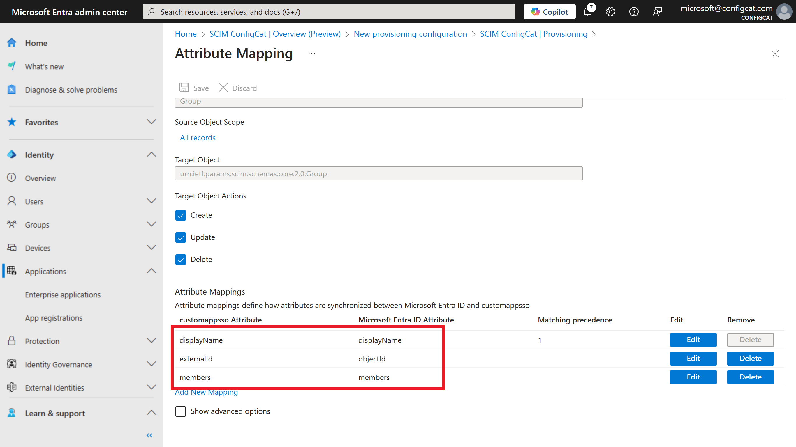 Entra ID SCIM Group mappings
